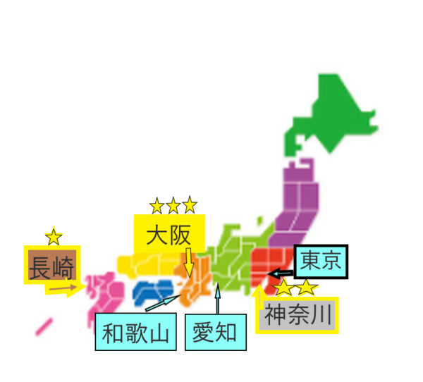 location ranking 日本国内カジノ付き統合型リゾート(IR)候補地・5か所