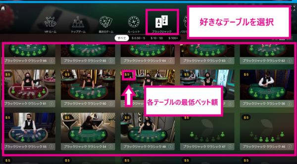 how to play blackjack6 ライブカジノの遊び方3